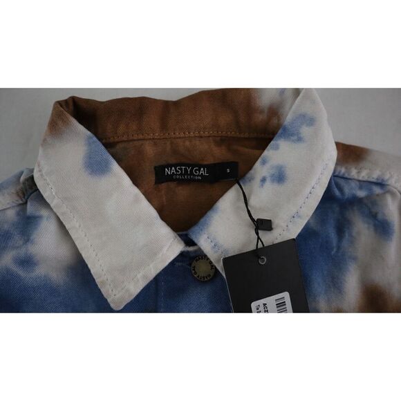 Nasty Gal Women's Sz 4/Sm Blue Tie Dye Roll Hem Cheeky Shorts/Bf Jacket Set $180 - Picture 9 of 11